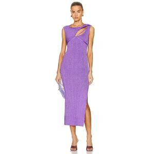 AKNVAS Sevrine Purple Twisted Glittery Sleeveless Midi Dress Womens Medium